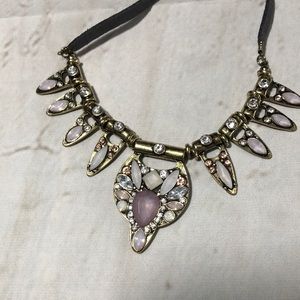 3/$20 Art Deco Statement Necklace Pink and Crystal NWT